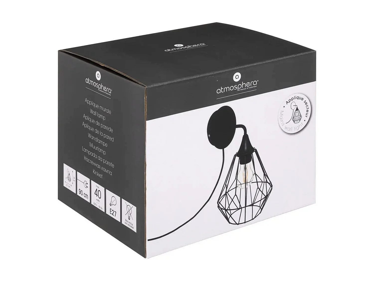 Applique murale en Métal filaire Noir