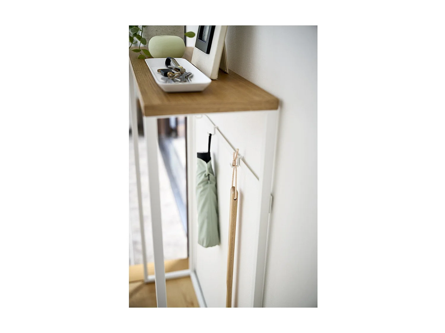 Consolle d'ingresso in metallo bianco e legno - L60 cm