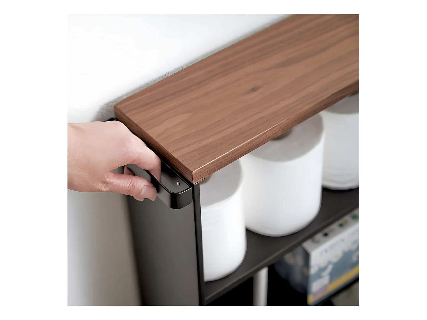 Toilettenregal mit Rollen aus Metall und Holz "Slim"