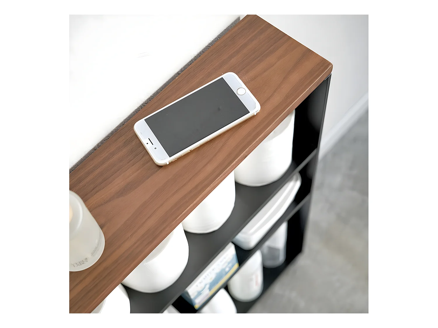 Toilettenregal mit Rollen aus Metall und Holz "Slim"