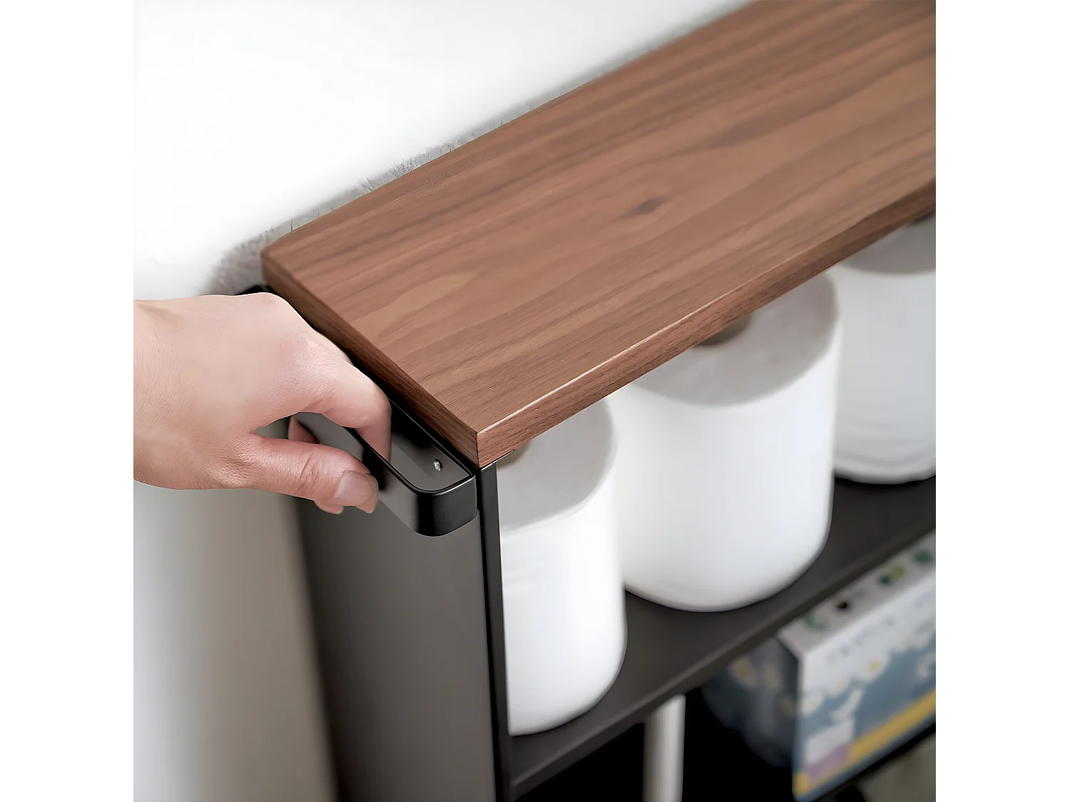 Toilettenregal mit Rollen aus Metall und Holz "Slim"