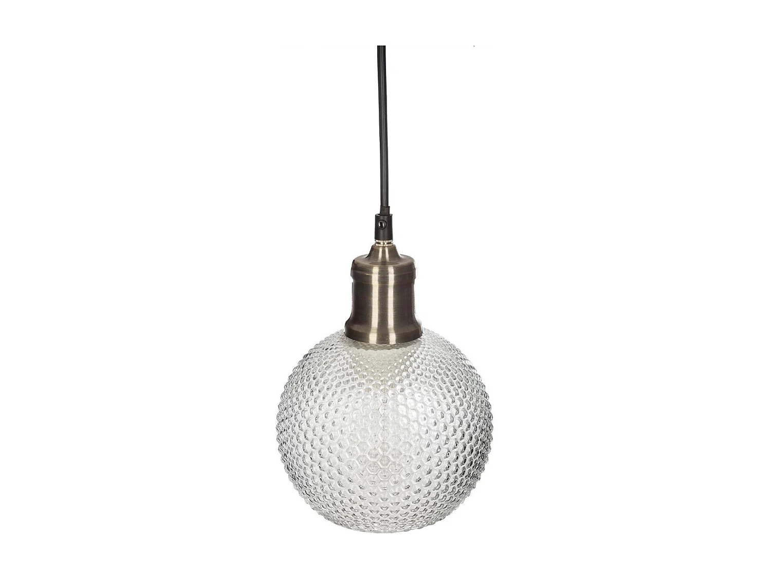 Luminaire Suspension Boule en Verre strié D 15 cm