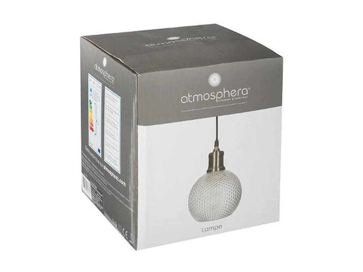 Luminaire Suspension Boule en Verre strié D 15 cm