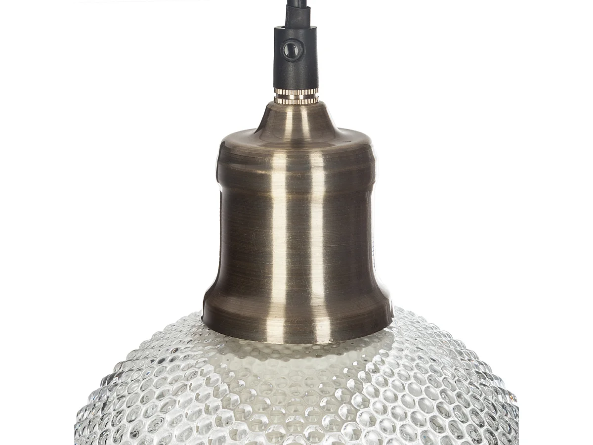 Luminaire Suspension Boule en Verre strié D 15 cm