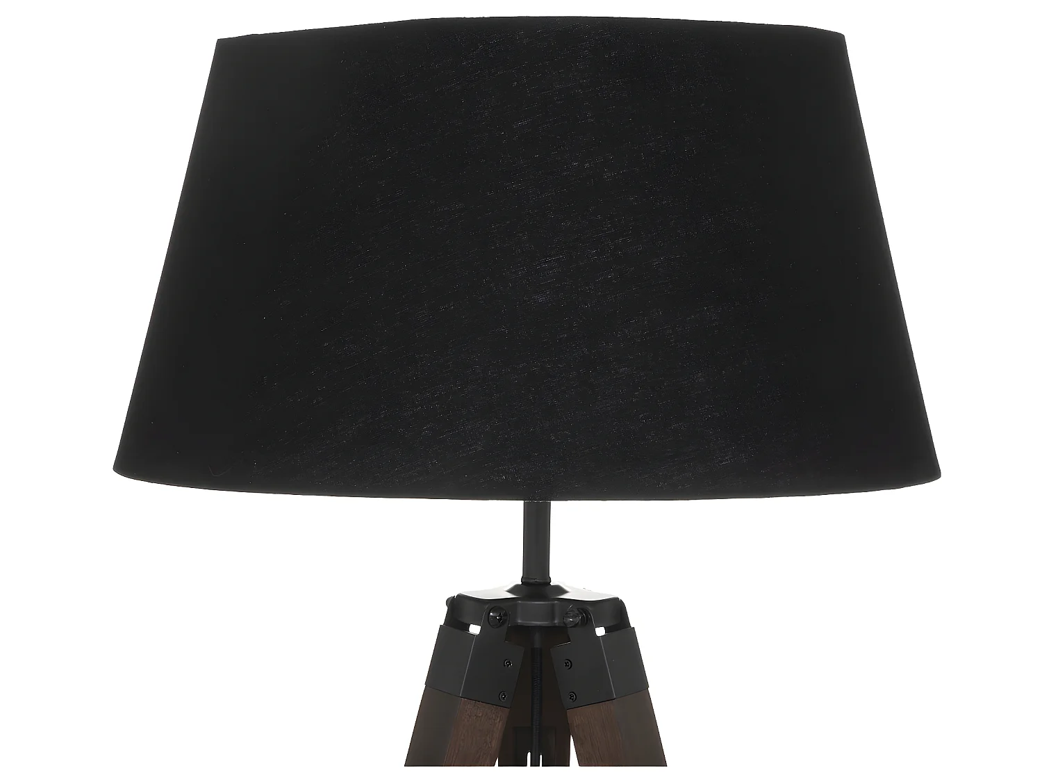 Lampadaire trépied en Métal Noir et Bois d'Hévéa H 145 cm