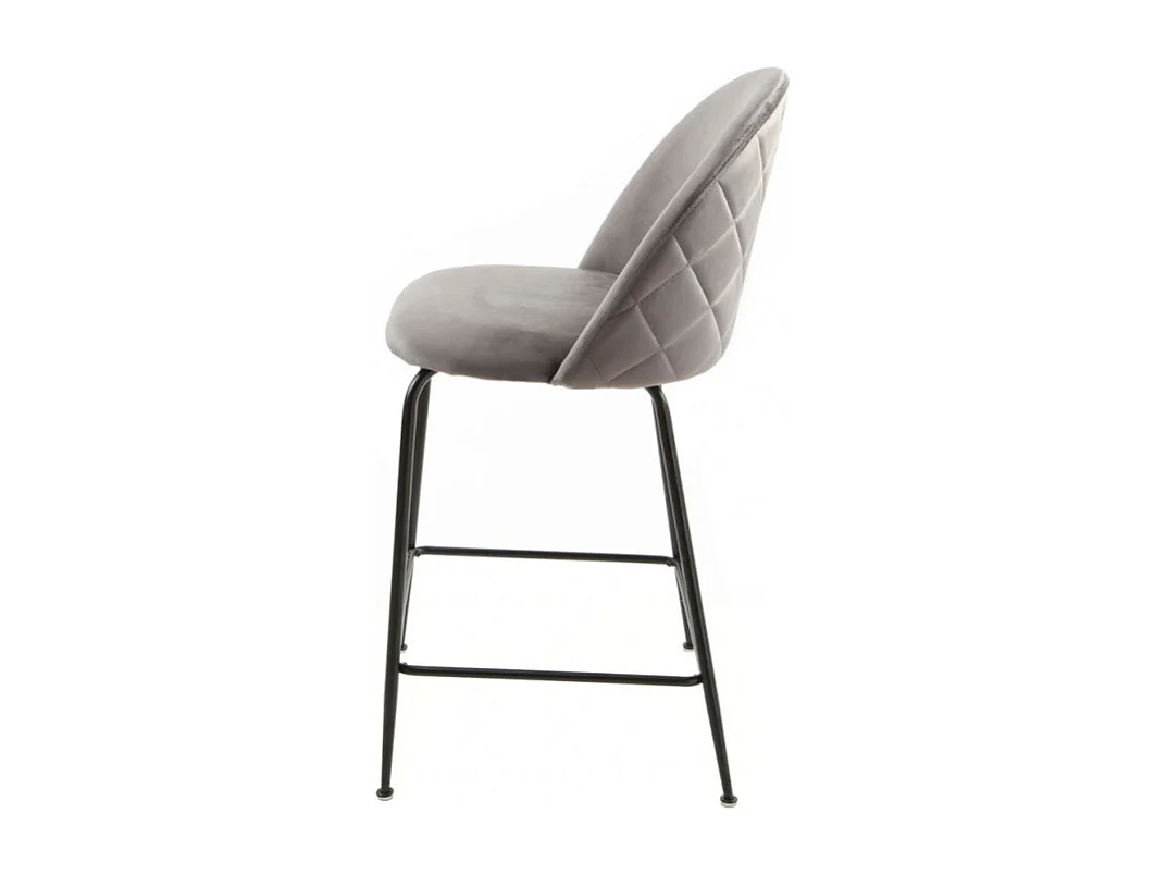 Lot de 2 chaises de bar en velours gris foncé piètement métal - FARA