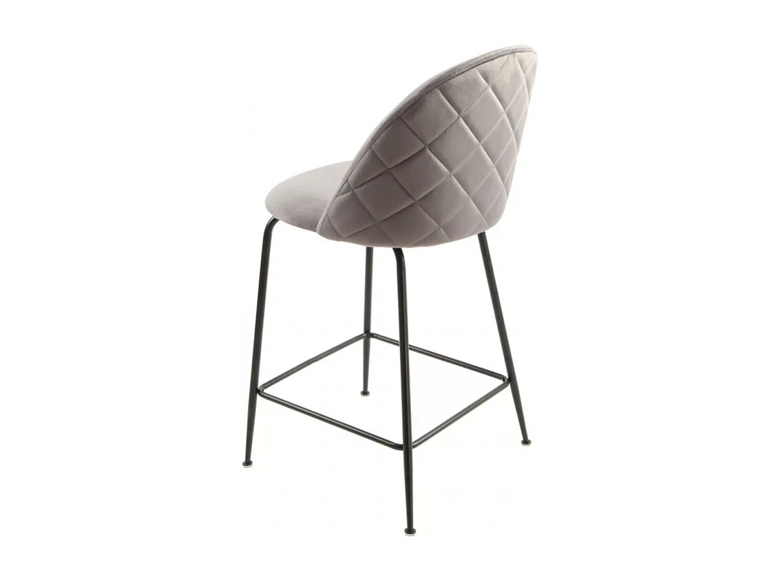 Lot de 2 chaises de bar en velours gris foncé piètement métal - FARA