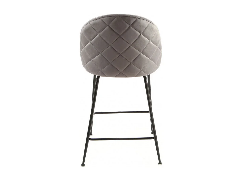 Lot de 2 chaises de bar en velours gris foncé piètement métal - FARA