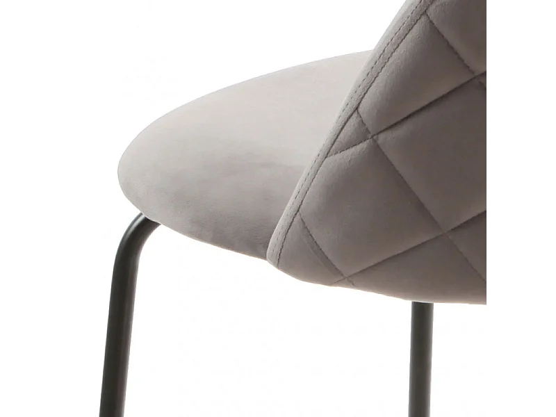 Lot de 2 chaises de bar en velours gris foncé piètement métal - FARA