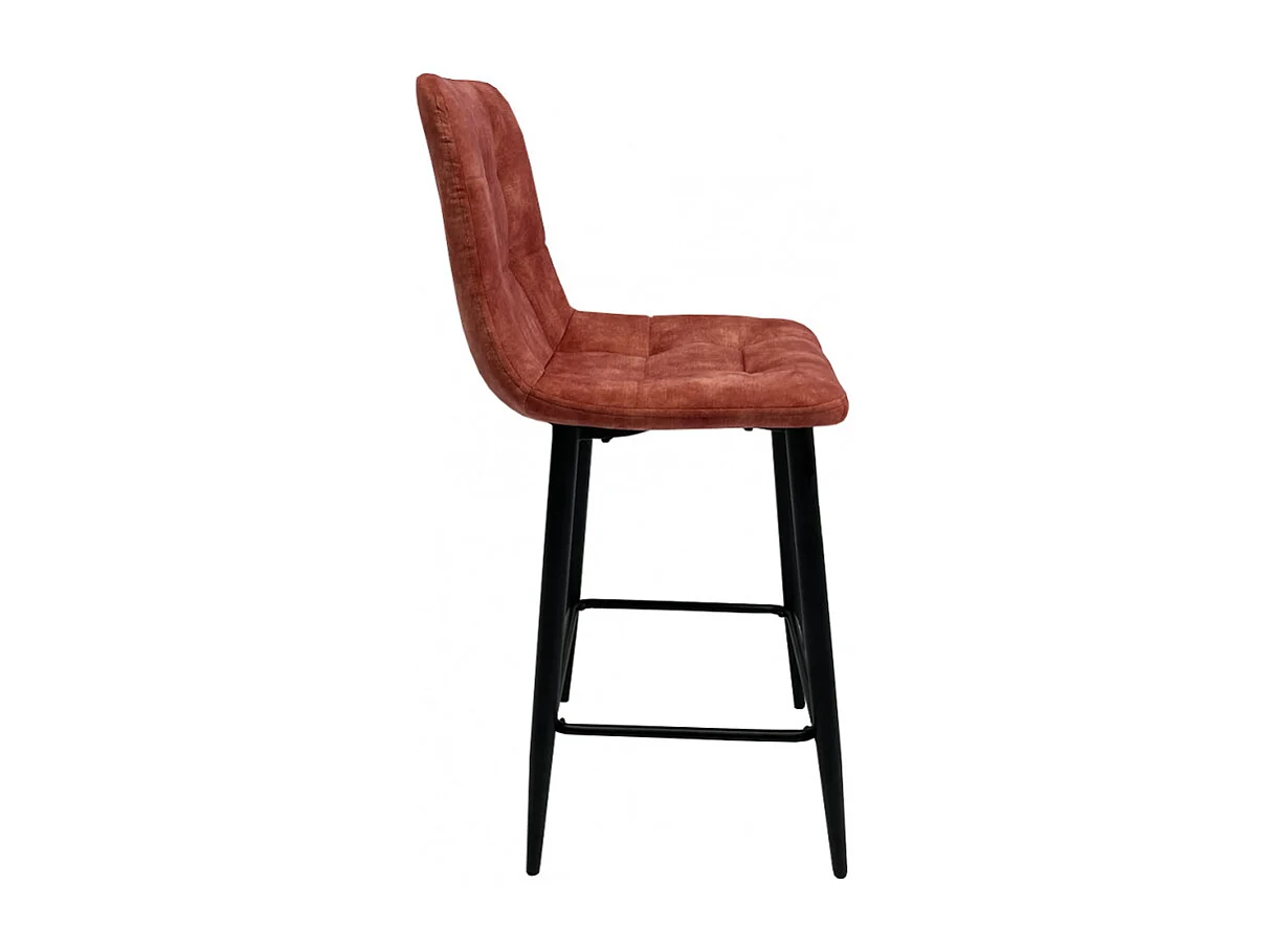 Lot 2 chaises de bar en velours rouge et piètement métal - NAMI