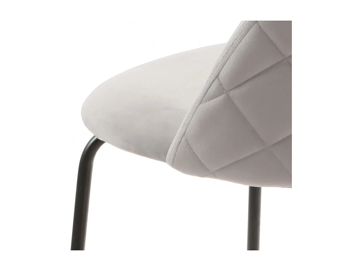 Lot de 2 chaises de bar en velours gris clair piètement métal - FARA