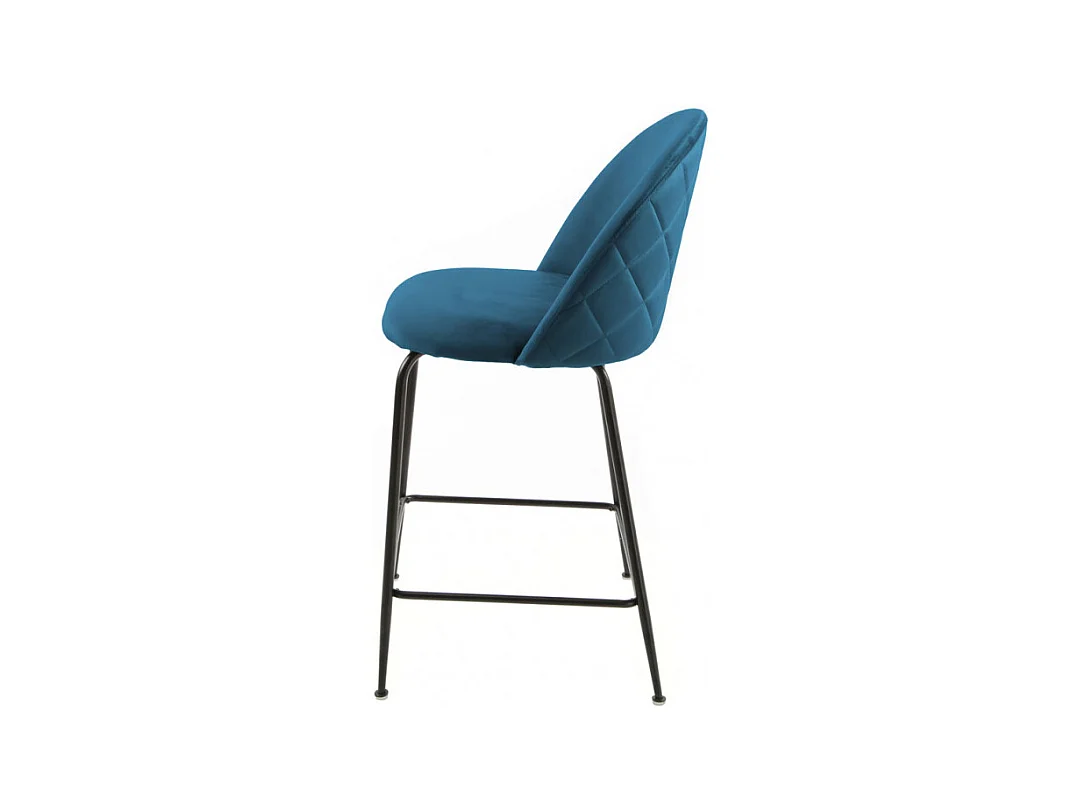 Lot de 2 chaises de bar en velours bleu piètement métal noir - FARA