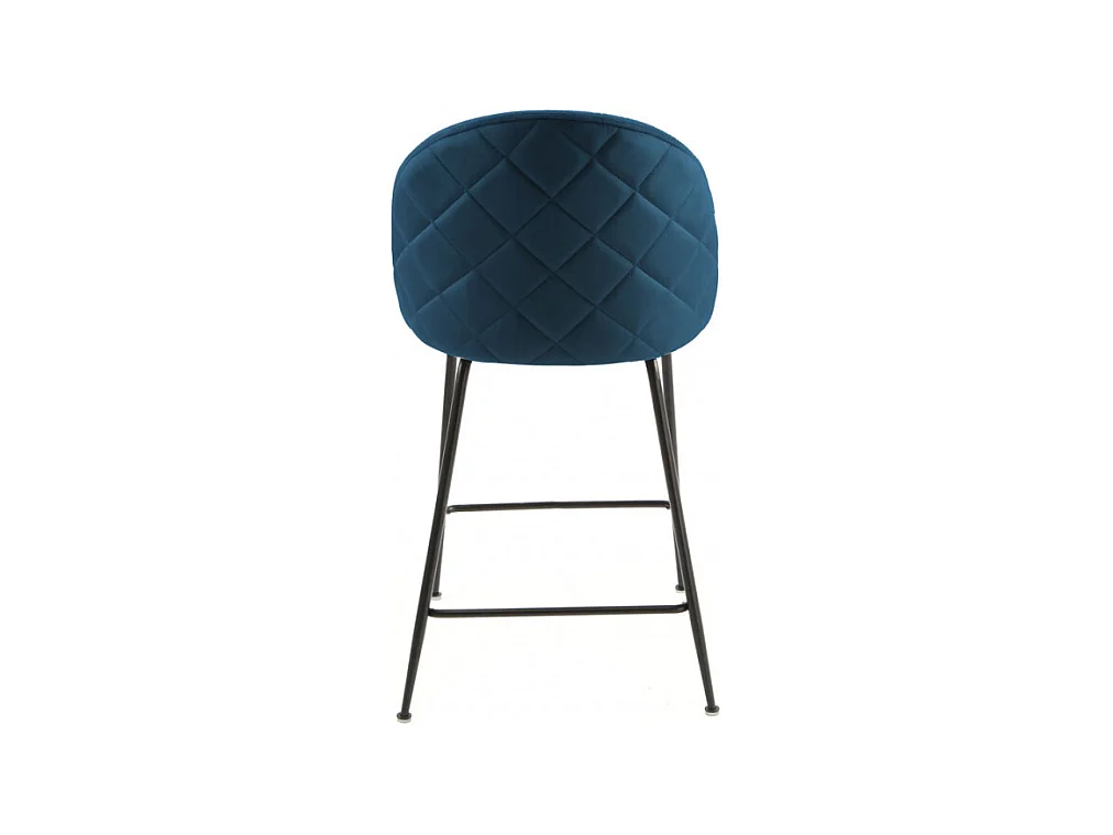 Lot de 2 chaises de bar en velours bleu piètement métal noir - FARA