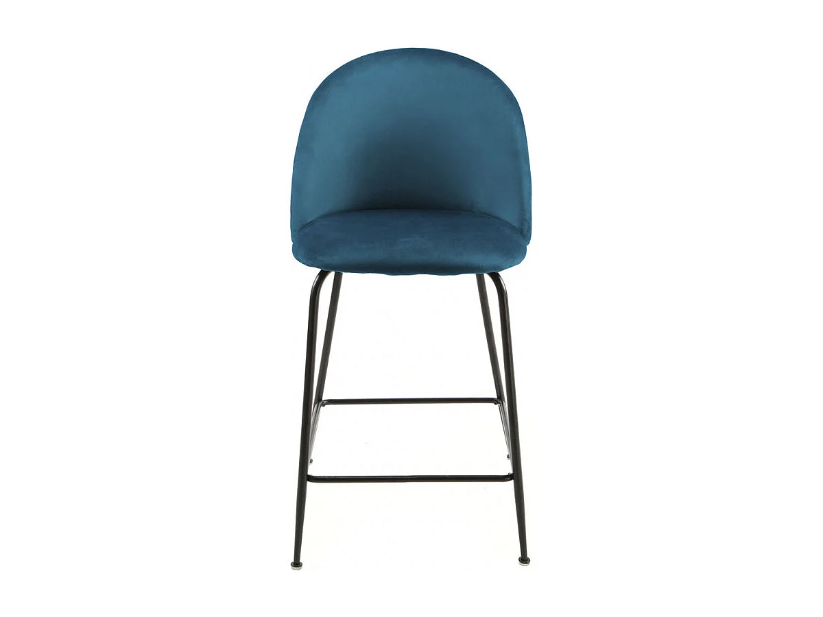Lot de 2 chaises de bar en velours bleu piètement métal noir - FARA