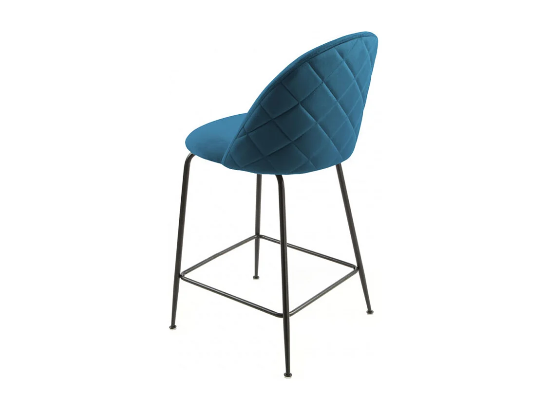 Lot de 2 chaises de bar en velours bleu piètement métal noir - FARA