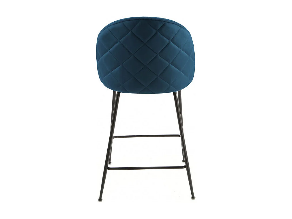 Lot de 2 chaises de bar en velours bleu piètement métal noir - FARA