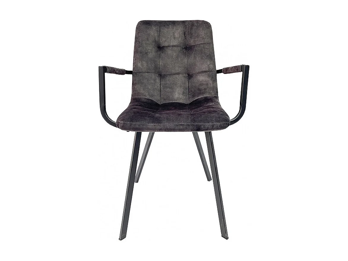 Lot 2 fauteuils en velours anthracite et piètement métal noir - NAMI