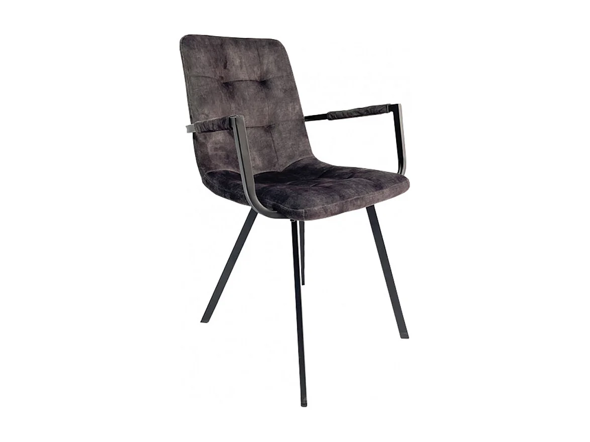 Lot 2 fauteuils en velours anthracite et piètement métal noir - NAMI