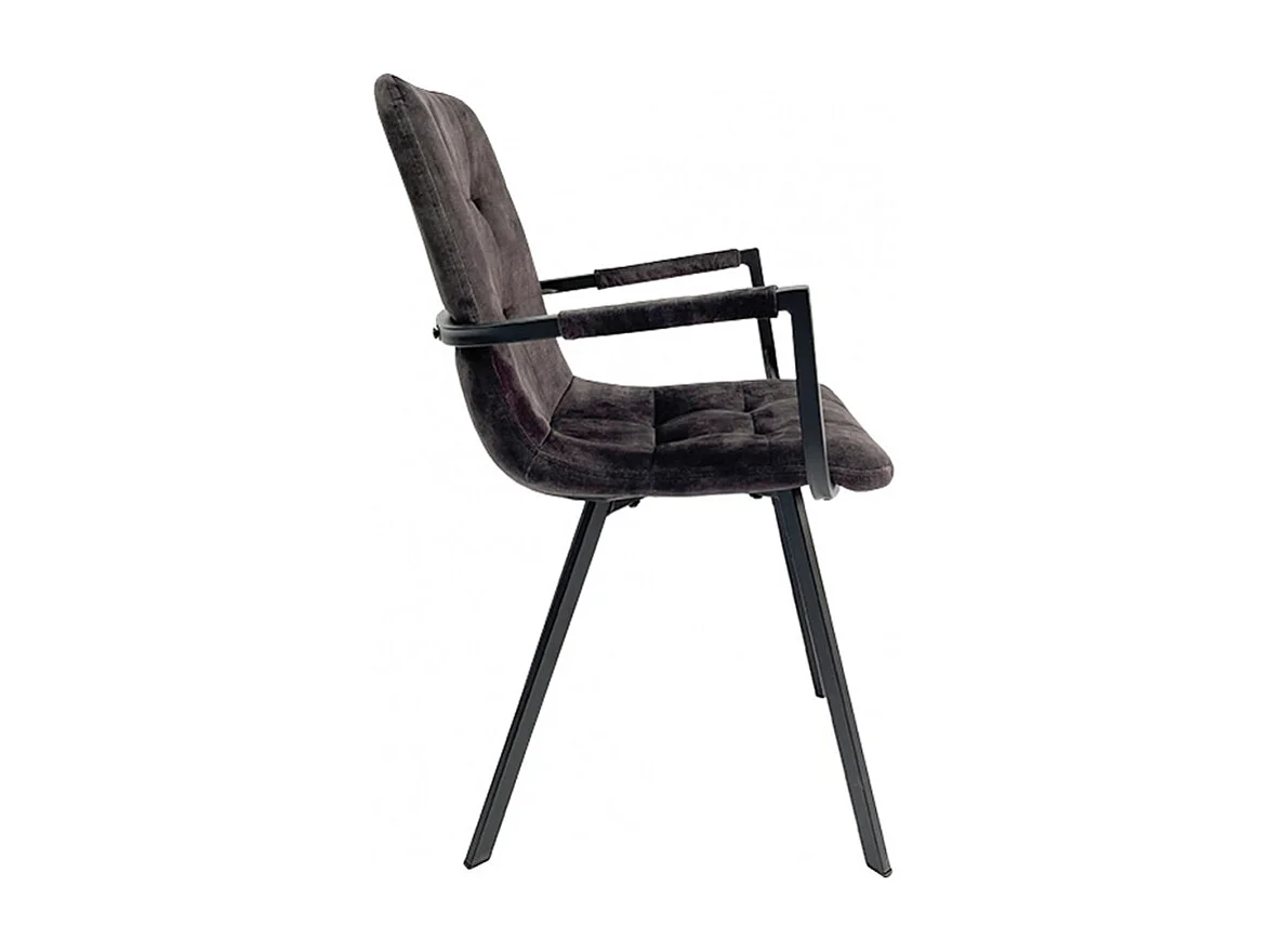 Lot 2 fauteuils en velours anthracite et piètement métal noir - NAMI
