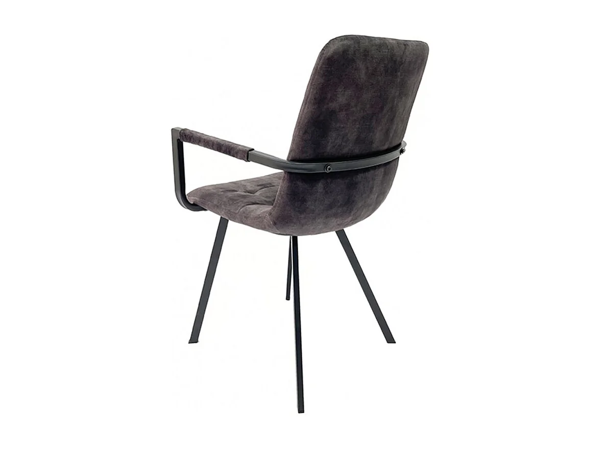 Lot 2 fauteuils en velours anthracite et piètement métal noir - NAMI