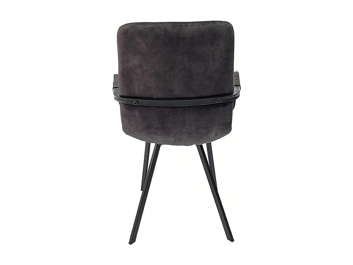 Lot 2 fauteuils en velours anthracite et piètement métal noir - NAMI
