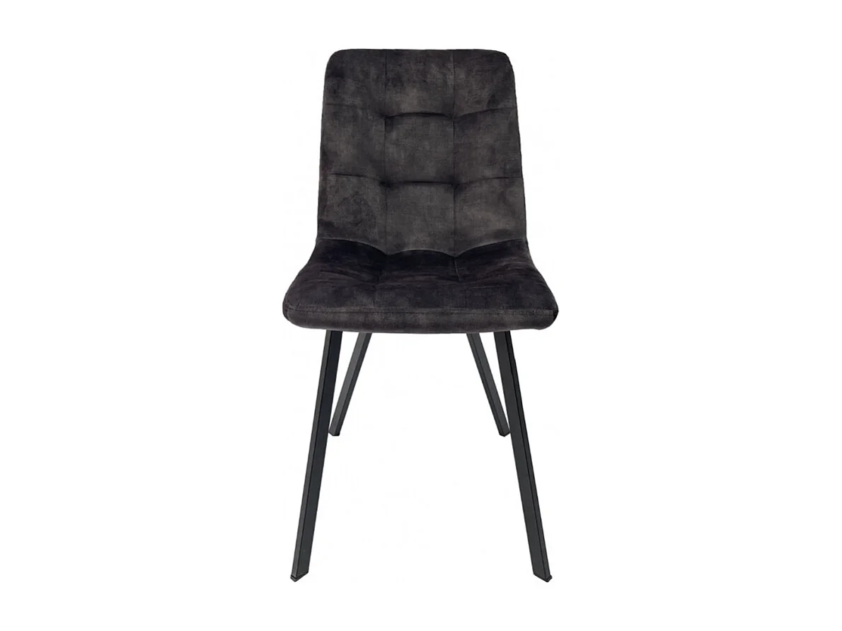 Lot de 2 chaises en velours anthracite et piètement métal noir - NAMI