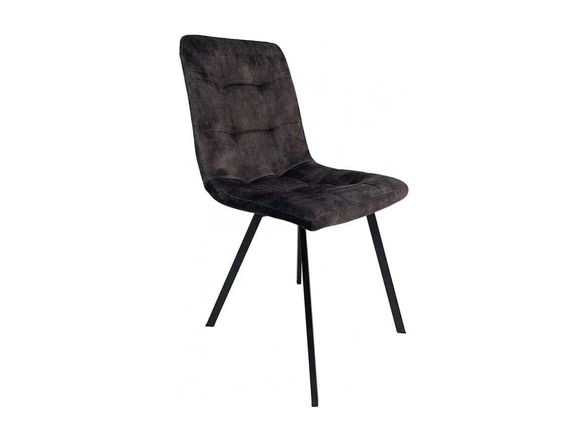 Lot de 2 chaises en velours anthracite et piètement métal noir - NAMI