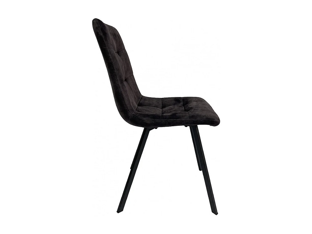 Lot de 2 chaises en velours anthracite et piètement métal noir - NAMI