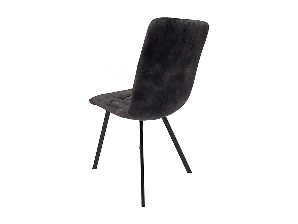 Lot de 2 chaises en velours anthracite et piètement métal noir - NAMI