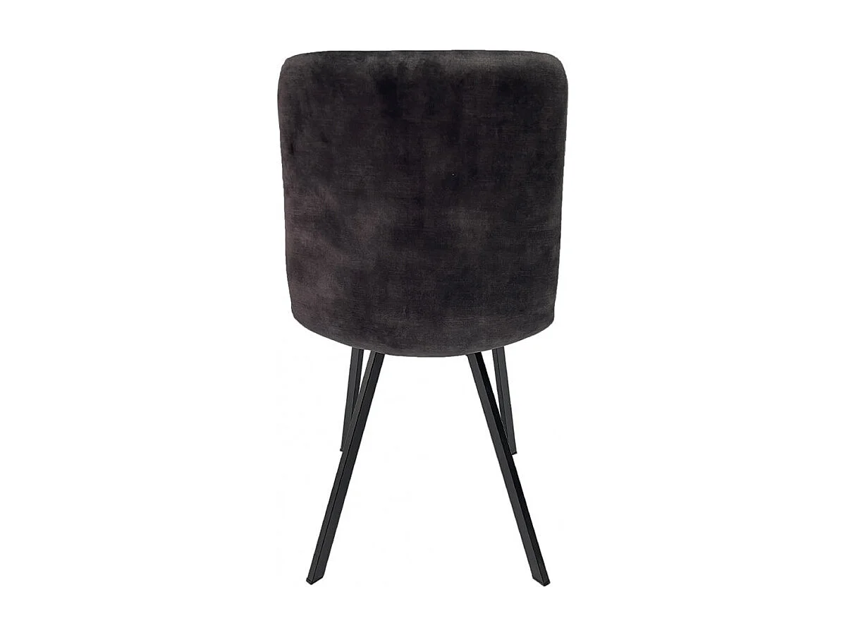 Lot de 2 chaises en velours anthracite et piètement métal noir - NAMI