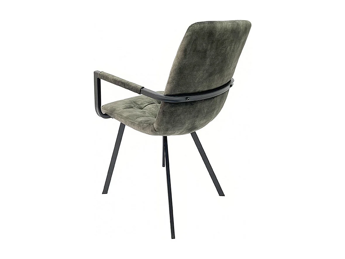 Lot 2 fauteuils en velours vert foncé et piètement métal noir - NAMI
