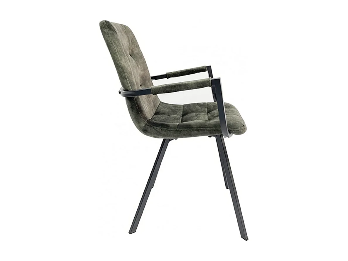 Lot 2 fauteuils en velours vert foncé et piètement métal noir - NAMI