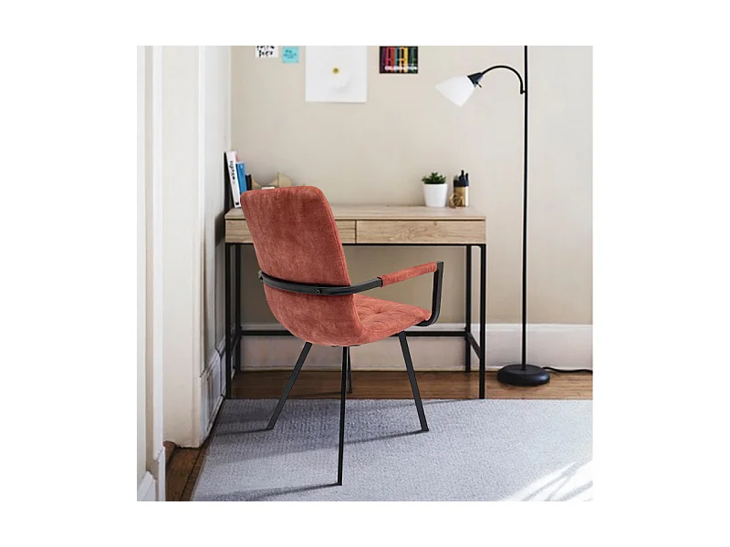 Lot de 2 fauteuils en velours rouge et piètement métal noir - NAMI