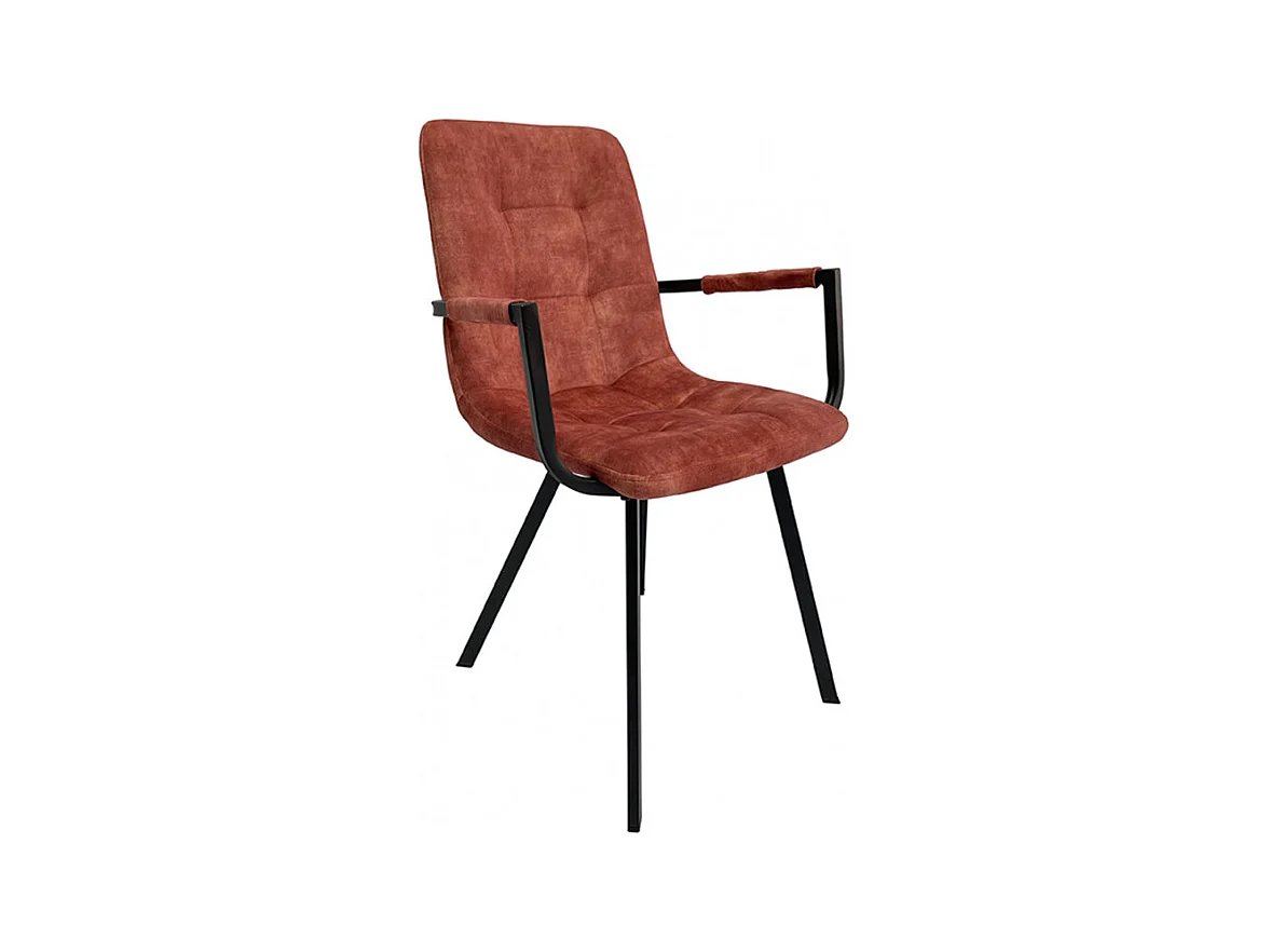 Lot de 2 fauteuils en velours rouge et piètement métal noir - NAMI