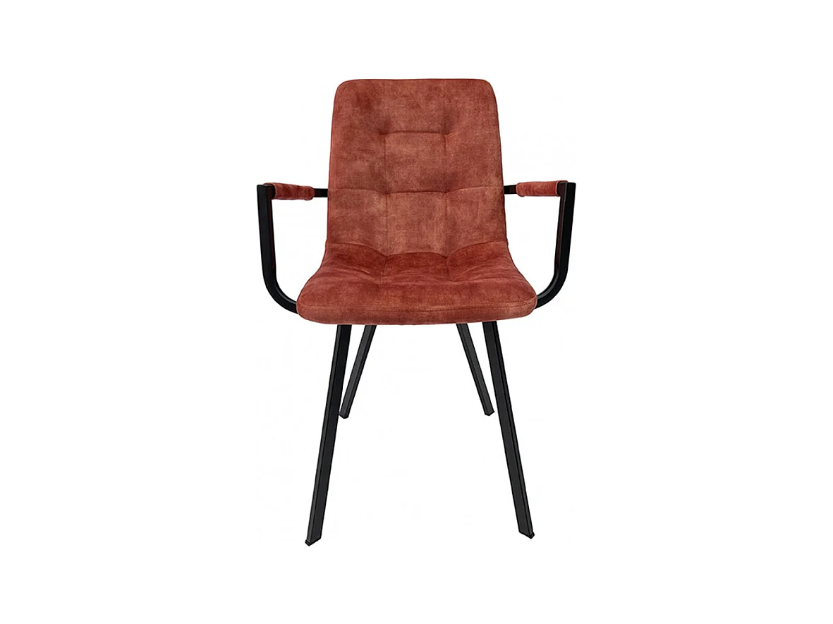 Lot de 2 fauteuils en velours rouge et piètement métal noir - NAMI