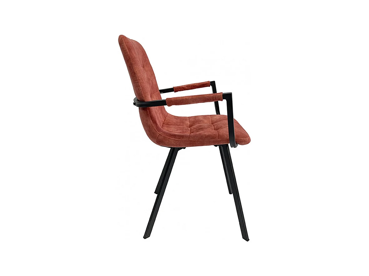 Lot de 2 fauteuils en velours rouge et piètement métal noir - NAMI