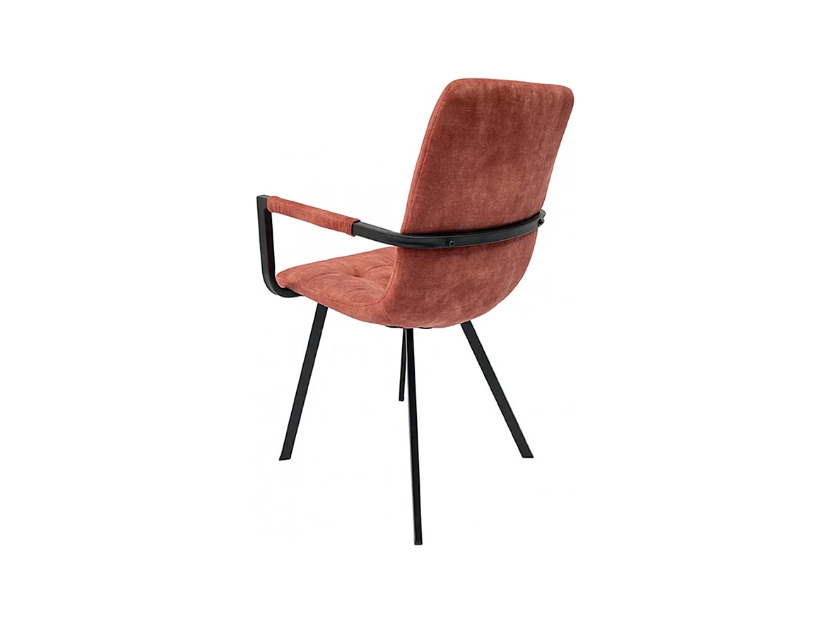 Lot de 2 fauteuils en velours rouge et piètement métal noir - NAMI