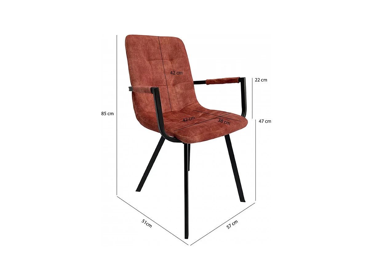 Lot de 2 fauteuils en velours rouge et piètement métal noir - NAMI