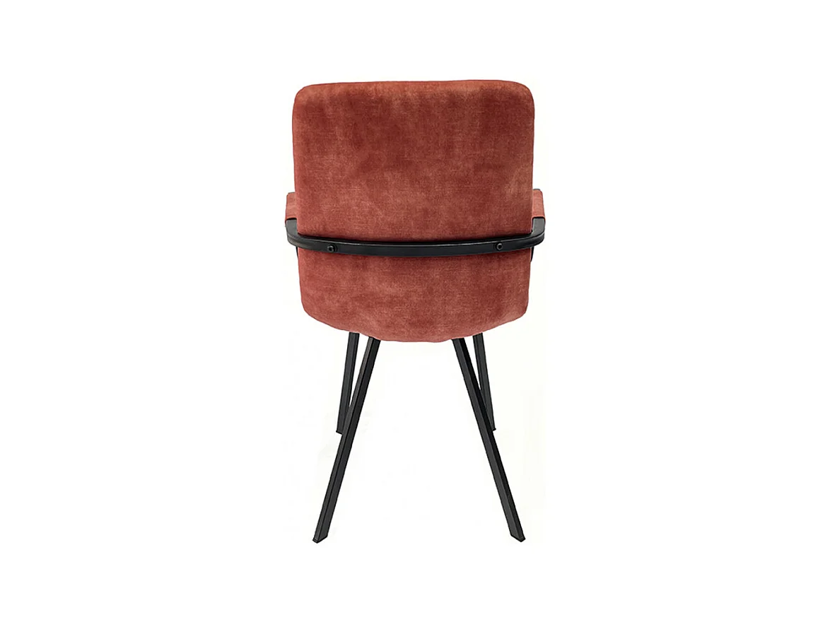 Lot de 2 fauteuils en velours rouge et piètement métal noir - NAMI