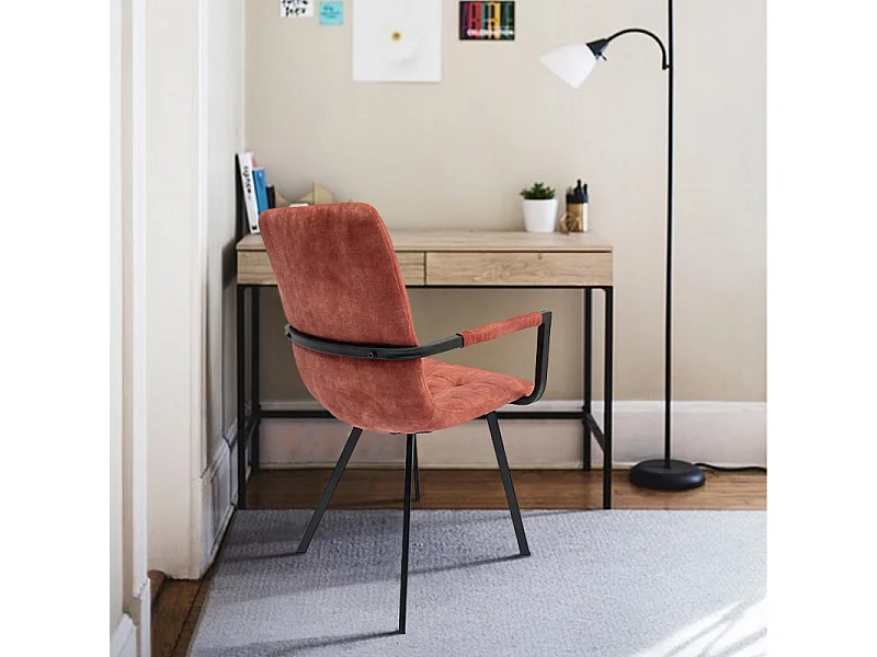 Lot de 2 fauteuils en velours rouge et piètement métal noir - NAMI