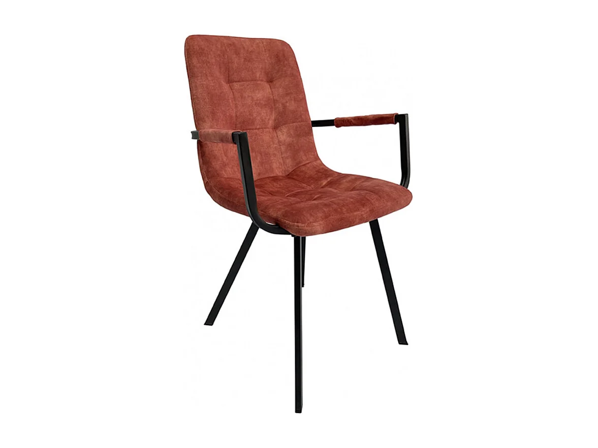 Lot de 2 fauteuils en velours rouge et piètement métal noir - NAMI