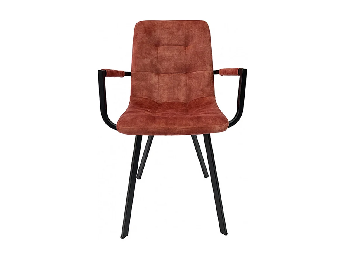 Lot de 2 fauteuils en velours rouge et piètement métal noir - NAMI
