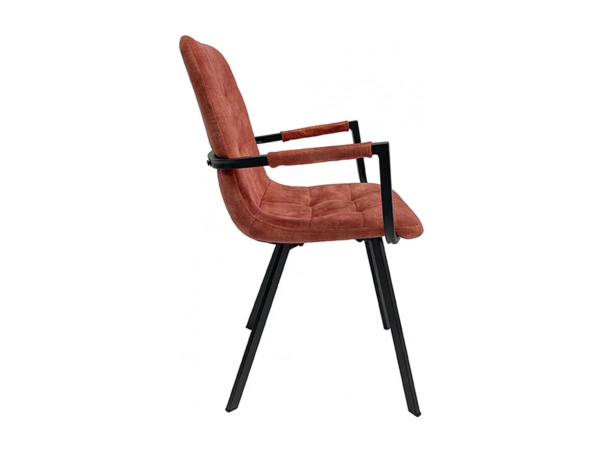 Lot de 2 fauteuils en velours rouge et piètement métal noir - NAMI
