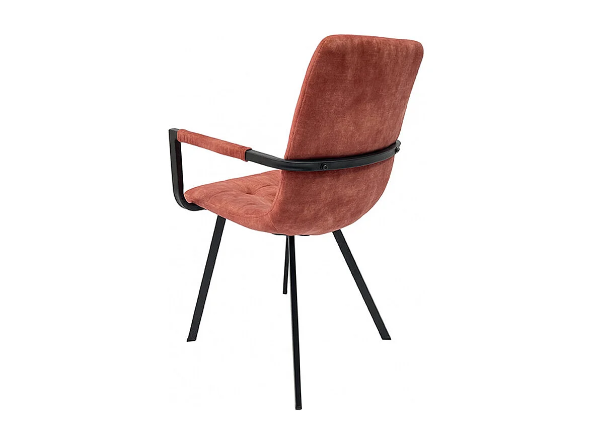 Lot de 2 fauteuils en velours rouge et piètement métal noir - NAMI