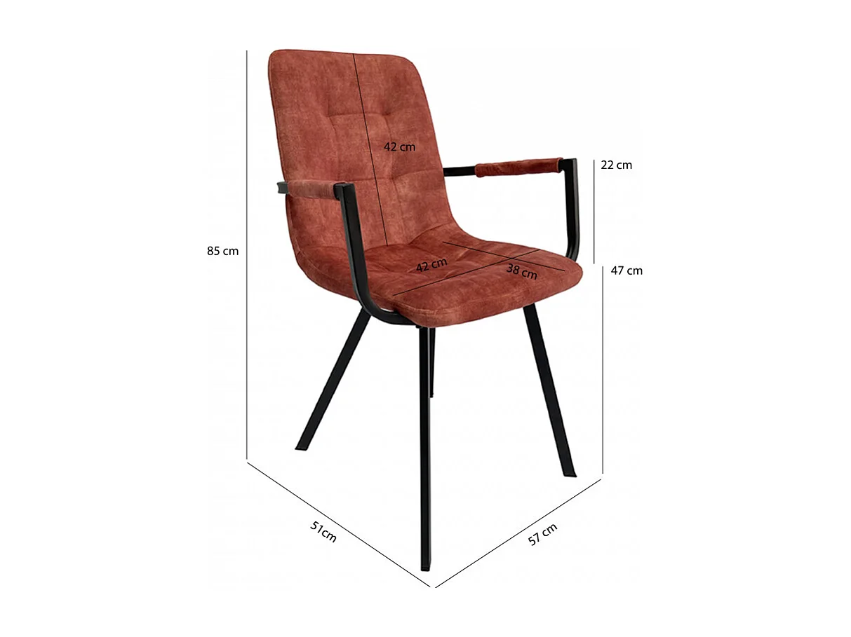 Lot de 2 fauteuils en velours rouge et piètement métal noir - NAMI
