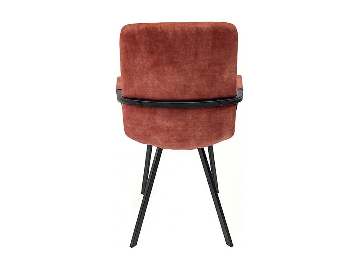 Lot de 2 fauteuils en velours rouge et piètement métal noir - NAMI