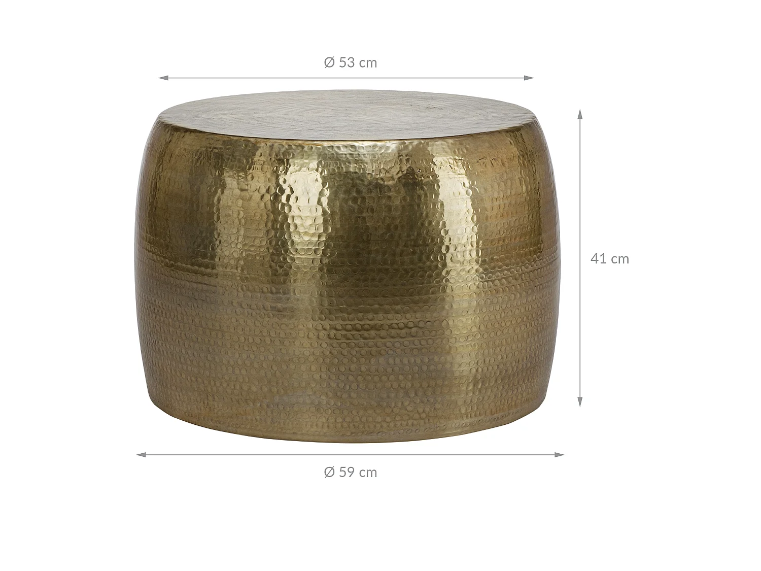 Mesa de centro martillada oriental aluminio Ø53 x 41cm oro WOMO-DESIGN