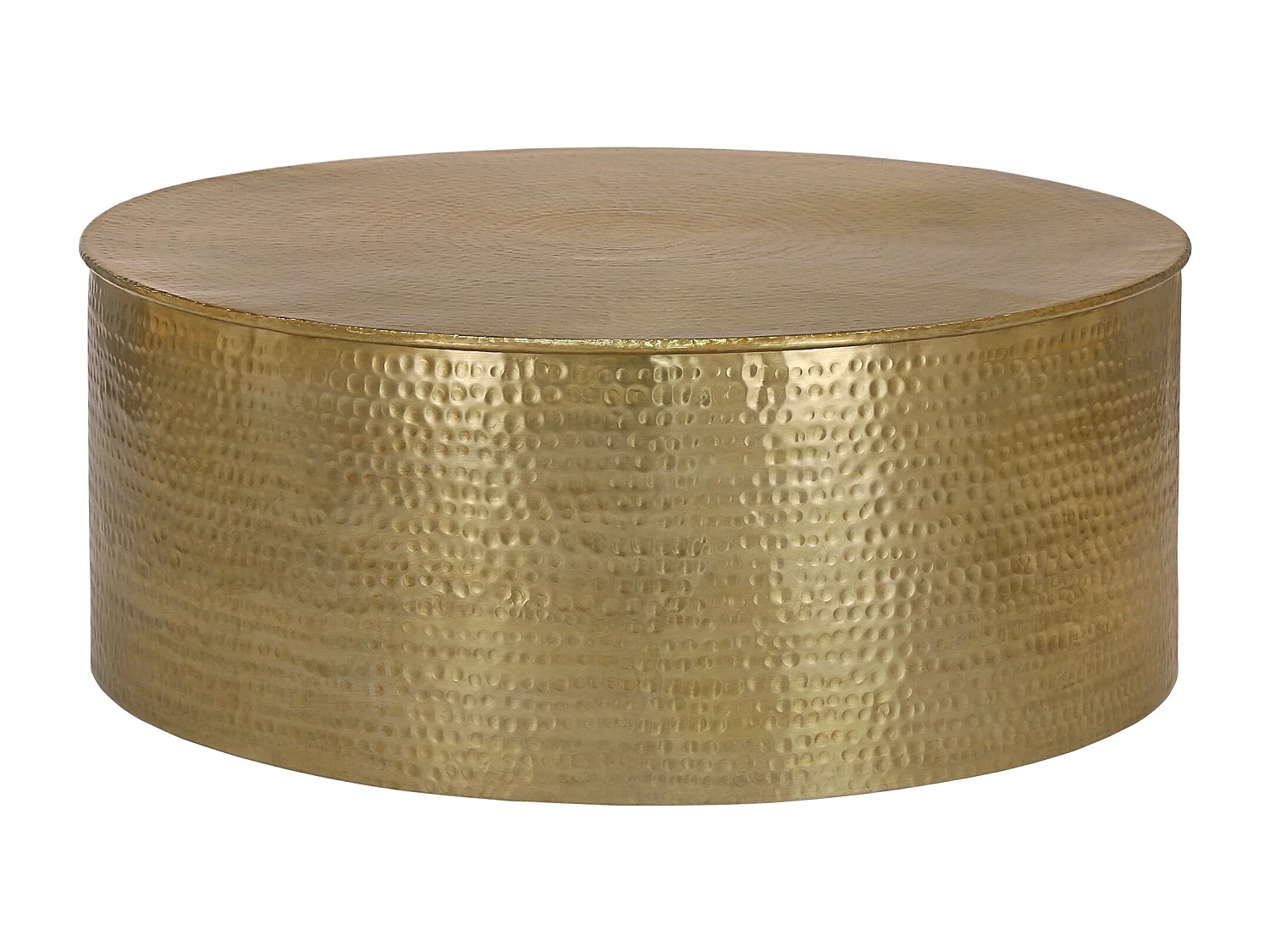 Table basse de salon martelée Douala aluminium doré Ø90x37 cm WOMO-DESIGN