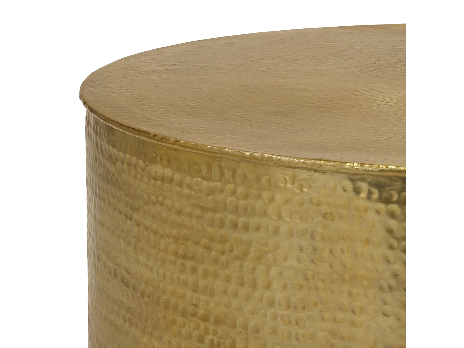 Table basse de salon martelée Douala aluminium doré Ø90x37 cm WOMO-DESIGN