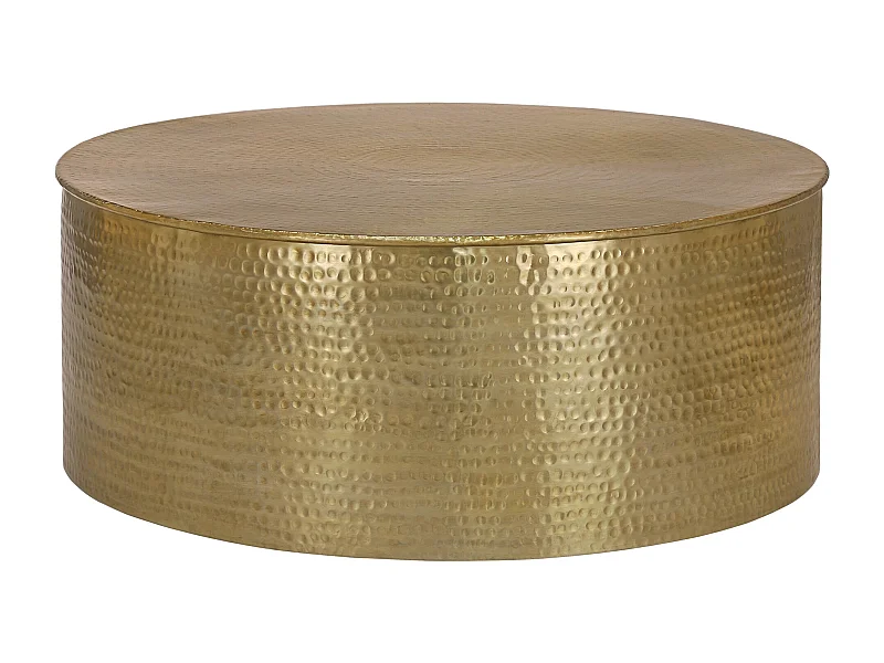 Table basse de salon martelée Douala aluminium doré Ø90x37 cm WOMO-DESIGN